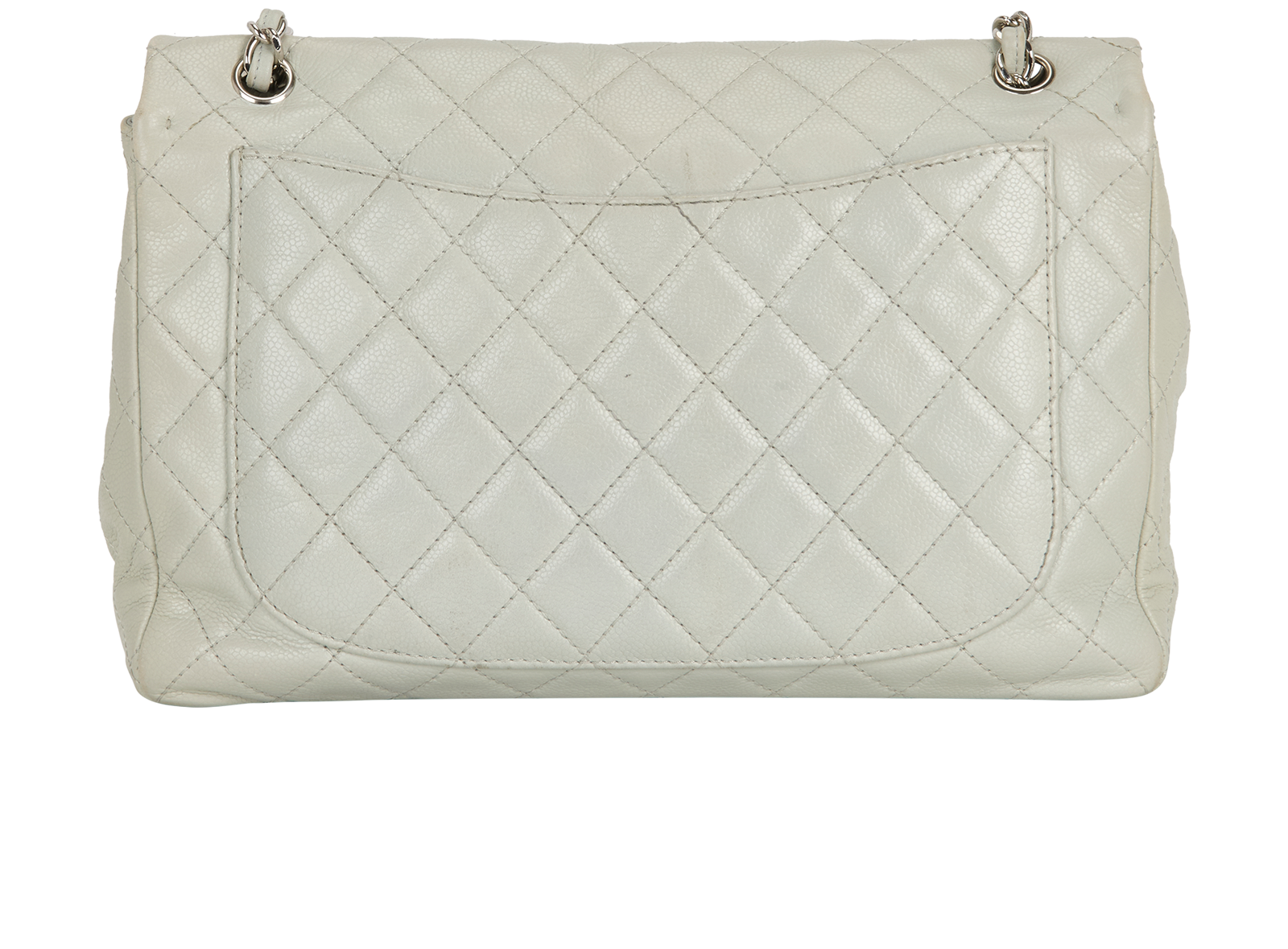 Maxi Classic Flap, &pound;2,200, Handbags, Grey, Caviar Leather, Back view